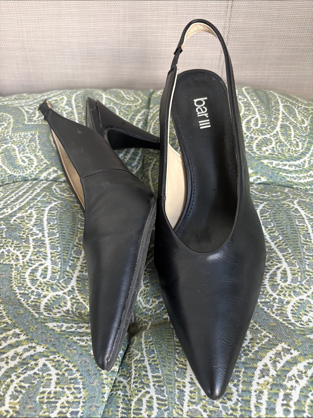 Bar III Black Pointed Leather Slingback Pumps